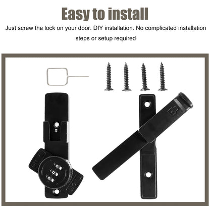 Password Sliding Door Lock 90/180 Degree Flip Combination Cabinet Locks Barn Door Lock Latch for Small Doors Storage Room Garage