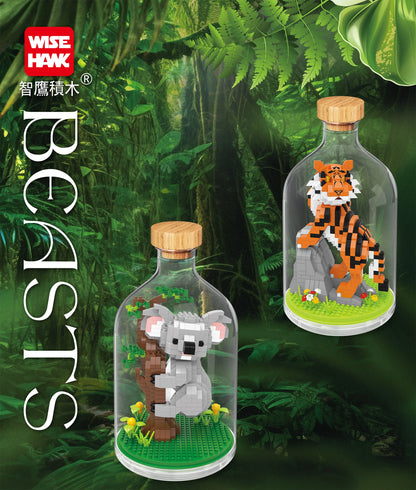 Toys Building Blocks Assembly Tiger Lion Bear Peacock Koala Animal 3D Model Educational Games for Children Kids Gifts