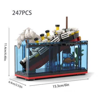 Titanic Break In Half RMS Cruise Sank Building Blocks Moc Ship Boat 3D Plastic Model DIY Steamboat Gifts Kids Toys City Movie