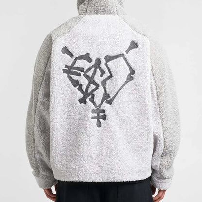 Manteau d'hiver en laine d'agneau pour homme, ample, décontracté, contraste, épissure, capuche, fermeture éclair, vêtements d'extérieur, peluche, épais, chaud, couple