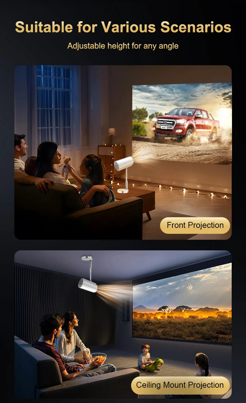 TS-3 Smart Projector 2.4G 5G WIFI With HIFI Speaker Hidden Lift Gimbal Home Theater