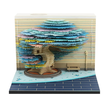 Omoshiroi Block 3D Memo Pad Santorini Magic Calendar Desk Decoration Tear Off Notepad Bookmark Souvenir Gift Girlfriend Birthday