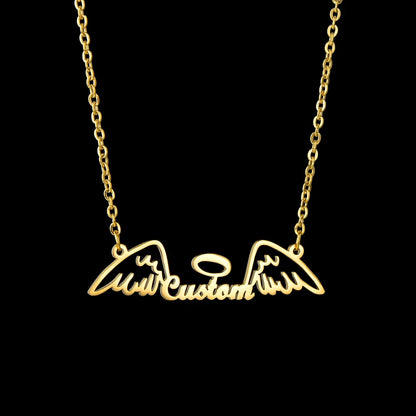Atoztide New Personalized Custom Name Wing Necklaces Letters Stainless Butterfly Pendant Chain for Women Christmas Jewelry Gift