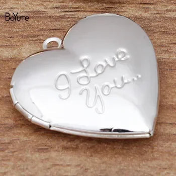 BoYuTe (10 Pieces/Lot) 29*27MM Heart Pendant I Love You Love Locket Factory Direct Wholesale Metal Brass Photo Locket Pendant