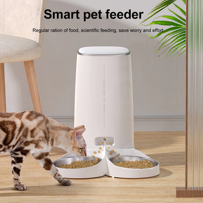 4L Automatic Smart Pet Feeder for Cats & Dogs Single/Dual Bowls Optional Stainless Steel Bowl Key/Wifi App Control