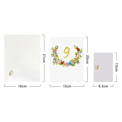 Tarjeta de aniversario emergente con números 1, 10, 28, 21 y 30 en 3D para cumpleaños, bodas