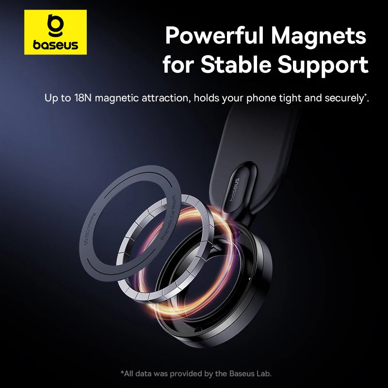 Support magnétique Baseus pour téléphone portable de voiture, support pliable pour iPhone 12 13 14 Pro Max pour Samsung S23