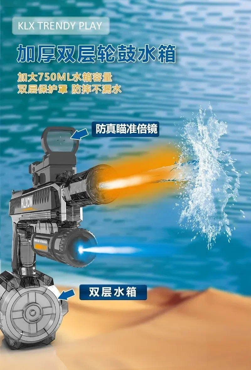 Pistola de agua automática de juguete con doble LED, pistola de agua eléctrica para disparar Glock, juguetes de piscina para playa para niños, regalos para adultos