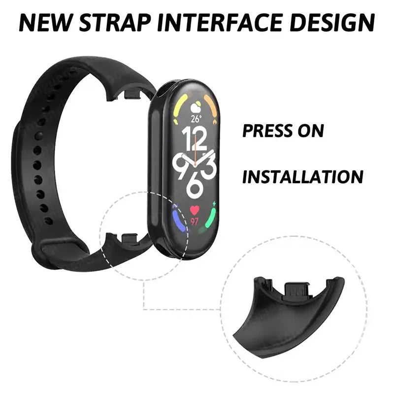 Silicone Strap For Xiaomi Smart Band 8 NFC Solid Bracelet Replacement Wristband Mi band 8 Waterproof Sport Watchband Accessories