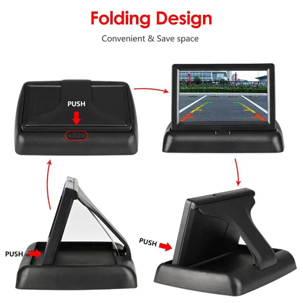 4led Car Rear View Backup Camera 4.3inch HD Display LCD Monitor Parking System Full Set For Pickup Van RV Easy Installation
