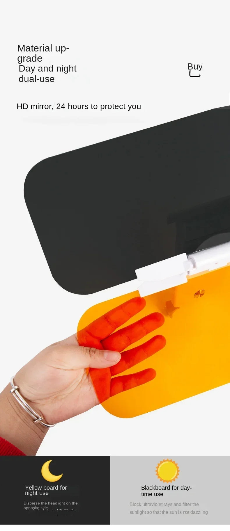 2 in 1 Car Sun Visor Goggle Night Vision Driving HD Anti Sunlight Dazzling Day Mirror Anti-UV Auto Interior Mirrors Sunshades