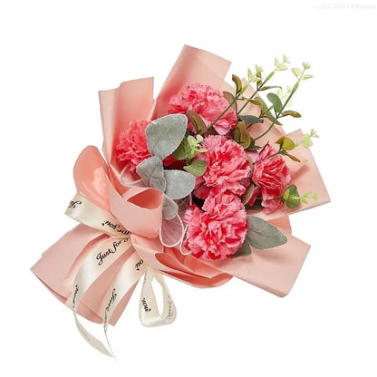 Artificial Flower Bouquets for Valentines Day, Mother Day, Crochet Flower Bouquets with Bear for Graduation Ceremony F0T4
