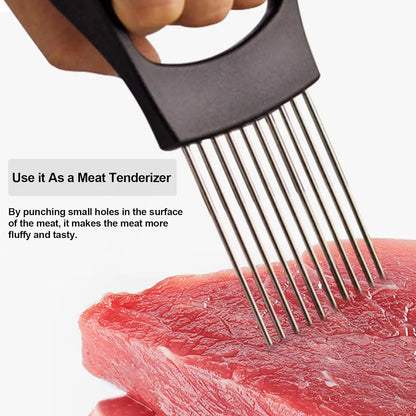 Onion Holder for Slicing Vegetable Cutter for Potato and Tomato Eggs Food Slicer Assistant Tool for Slicing Fruit Lemon and Meat