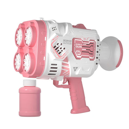 Pistolet à bulles, fusée, machine à bulles de savon, lanceur spatial électrique, cadeaux pour la fête des enfants, continue de produire des bulles avec lumière LED
