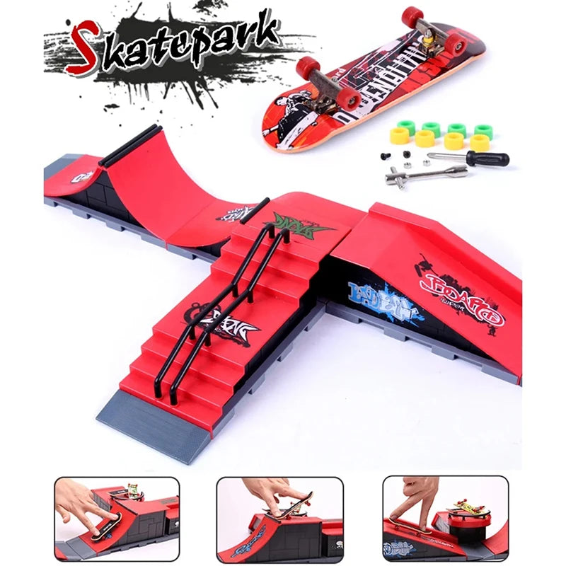 6-In-1 Finger Skateboards DIY Skate Park Ramp Parts For Tech Deck Scene Venue Combination Set For Children Indoor Home Toy
