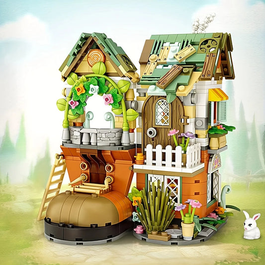 Architecture mondiale Cabane naine Maison à chaussures Échelle Jardin Mini blocs Briques Jouet de construction pour adulte Cadeau de Noël Décoration de la maison
