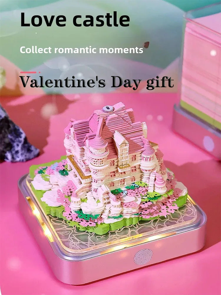2025 3D Castle Paper Sculpture Desk Calendar Magic Castle Memo Pad Tear-Away Notepad DIY Craft Gifts for Home Office School