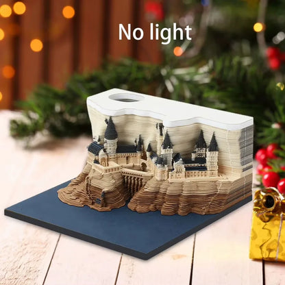 2025 3D Castle Paper Sculpture Desk Calendar Magic Castle Memo Pad Tear-Away Notepad DIY Craft Gifts for Home Office School