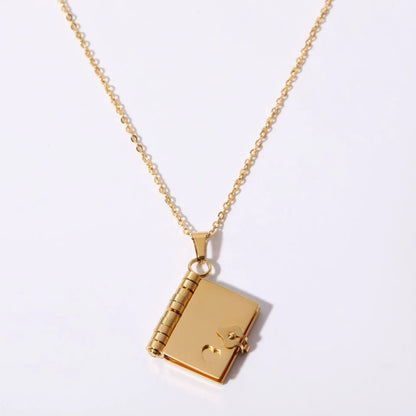 3 Pages Book Custom Name Necklace Openable Love Letter Personalized Text Pendant Unisex Chain Girl Valentine Day Gift waterproof