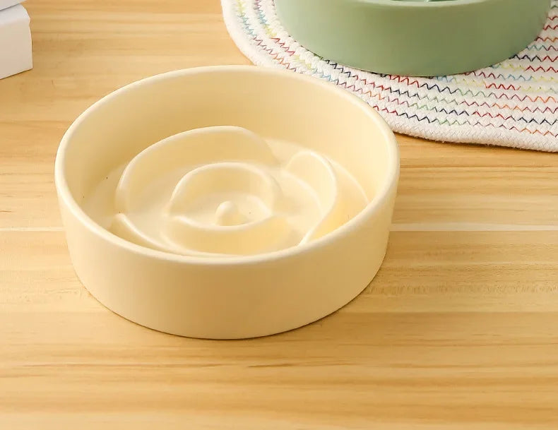 Slow Feeder Cat Bowl Ceramic Cat Food Bowl for Cervical Spine Protection Anti-choking Cat Slow Feeding Dish Bowl Pet Supplies