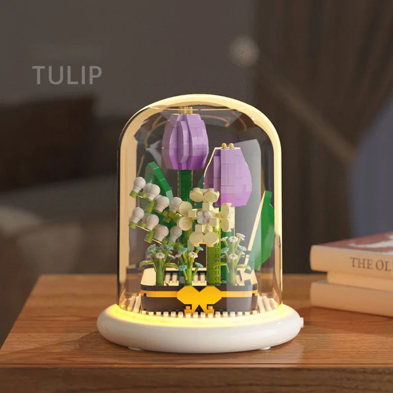 Building block flower eternal rose small particle building block assembly toy gift desktop decoration