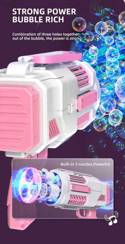 Máquina de burbujas de jabón con forma de cohete y pistola de burbujas N-Hole, lanzador espacial eléctrico, regalo para el Día del Niño que sigue produciendo burbujas con luz