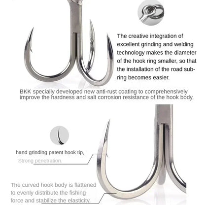 Raptor-Z 6071-4X-HG Treble Fishing Hooks #5/0-#4 Sea Fishing Accessorie Anti-Rust Coating Triple Anchor Hooks For Carp Pesca