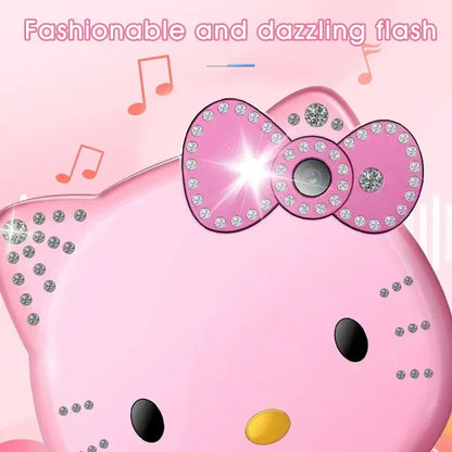 2024Hot Sanrio Hello Kitty Kawaii Mini Flip Phone I68 Girl Mobile Phone Student Anime Phone Music Mobile Phone Kid Birthday Gift