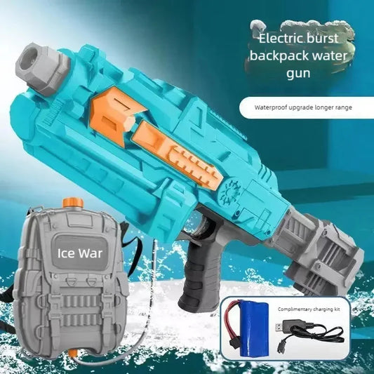 Automatic Large Capacity Water Gun with Bag Rechargeable Continuous Water Spray Electric Toy Outdoor Beach Pool Fight Water Toys