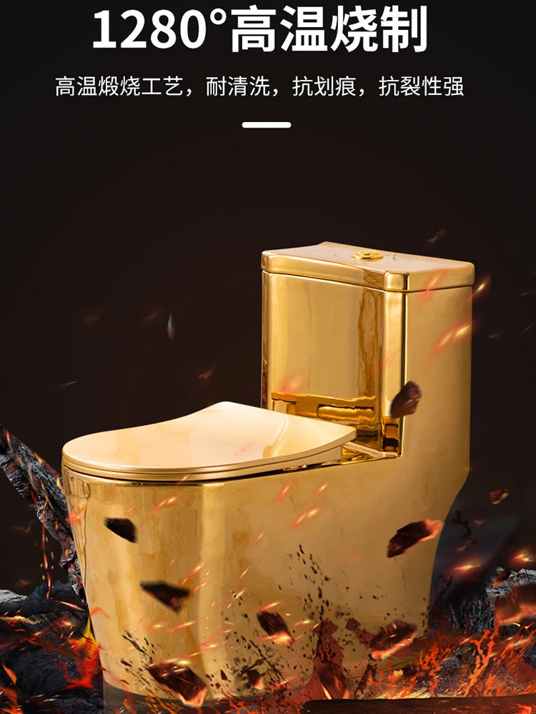 Siphon Water-Saving Mute Tuhao Gold Toilet Anti-Blocking Deodorant Ceramic Electroplating Gold