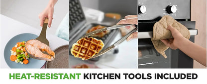 Nutrichef 22-Piece Maroon Marble Non-Stick Cookware Bakeware Set Professional Home Kitchen Collection with Multi-Sized Pot Pans