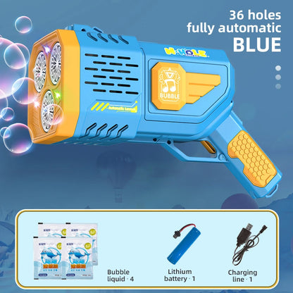 Pistolet à bulles automatique Machine à bulles de savon électrique LED N-Hole Bubble Maker Blower Bubble Guns Jouet Jeu de plein air Cadeau de fête de mariage