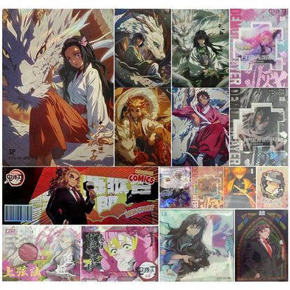 Anime Demon Slayer Kamado Tanjirou Kochou Shinobu Kanroji Mitsuri Iguro Obanai Collection Cards Christmas Birthday Gifts Toys