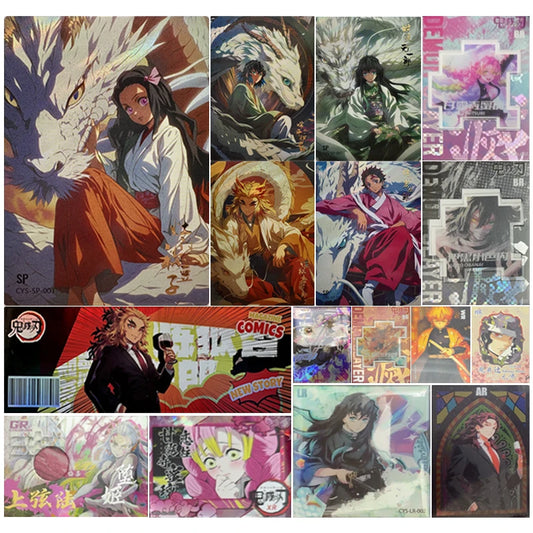 Anime Demon Slayer Kamado Tanjirou Kochou Shinobu Kanroji Mitsuri Iguro Obanai Collection Cards Christmas Birthday Gifts Toys