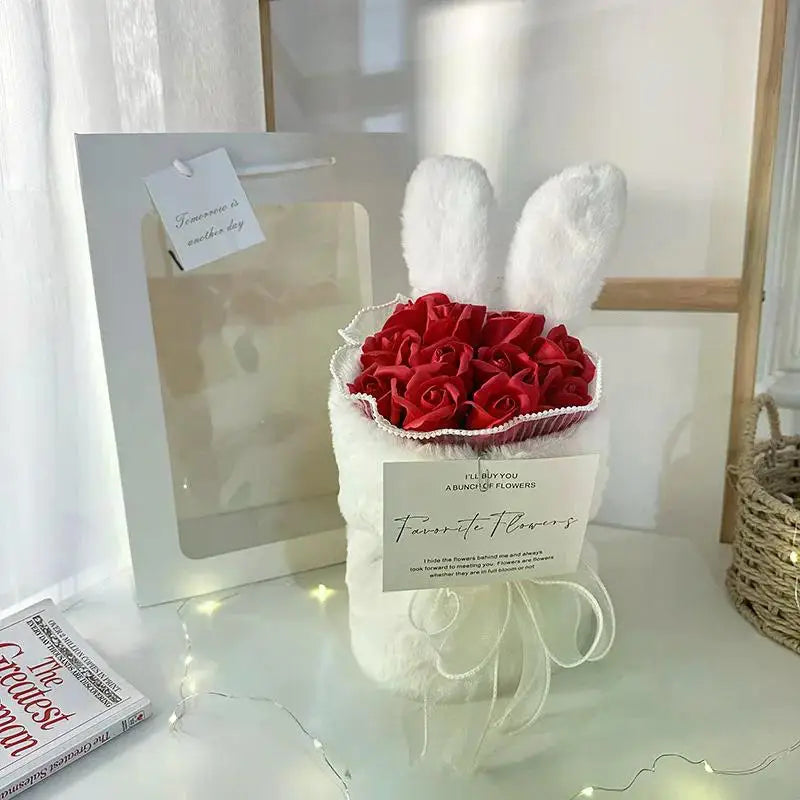 Rabbit Soap Flower Bouquet Valentine's Day Gifts Artificial Flower Bouquet for Party Supplies Bouqet Flowers Home Decoration