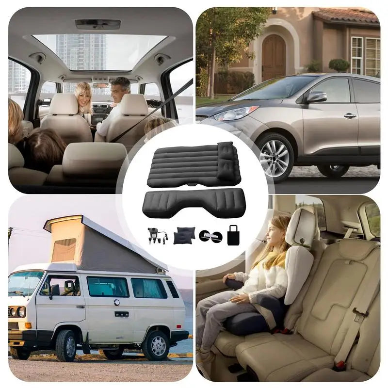 UniversalInflatable Car Mattress Back Seat Travel Bed With Air Mat Rear Seat Sleeping Mat Car Sofa Pillow Instrument  Camping