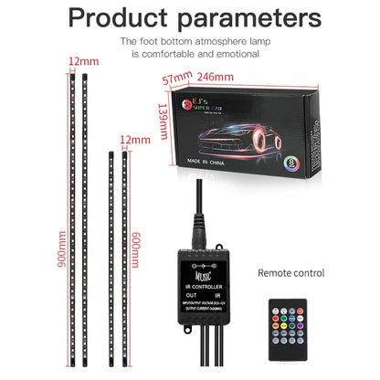 Attractive Car Atmosphere Lights, Colorful Chassis Light, LED Lights Strip Modified, Bluetooth APP Decorative Light Strip