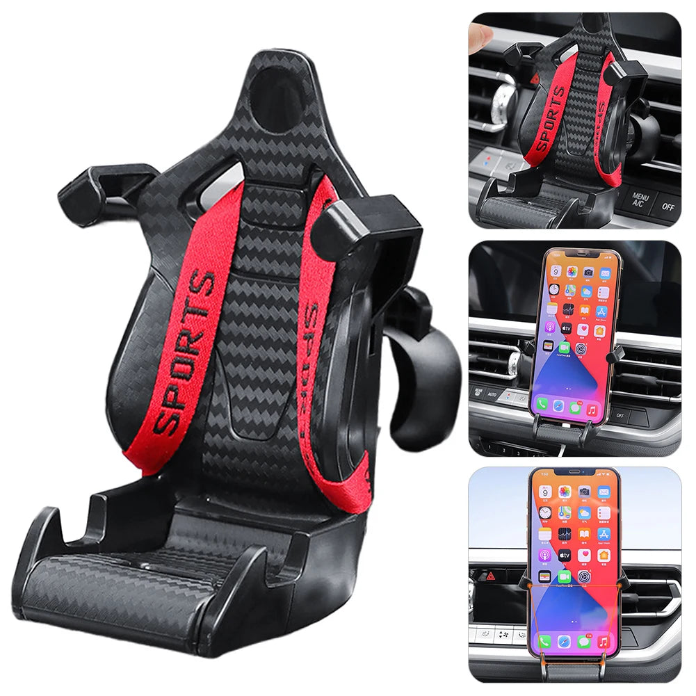 Racing Seat Design Mobile Cell Phone Support Car Phone Holder Mount Stand Anti Shaking Smartphones Clamp Stand for iPhone Xiaomi