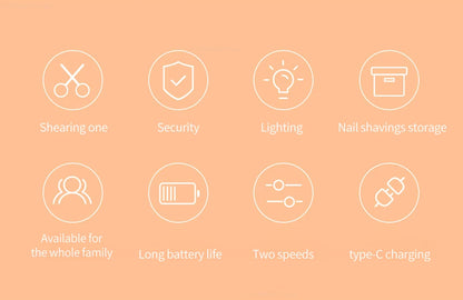 Cortauñas automático eléctrico Youpin, ligero, seguro para el hogar, rápido, luz LED, herramientas portátiles para el cuidado de las uñas de bajo decibelio