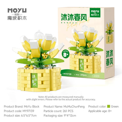 Potted Flower Basket Building Blocks Creative Bonsai Plant Bouquet Model Bricks Diy Home Decoration Kids Toy Girls Holiday Gifts