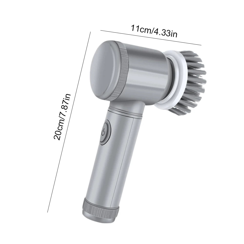 5 In 1 Electric Spin Scrubber with 5 Replaceable Brush Heads Electric Washing Up Brush 360 Degree Rotating for Tiles Glass Grill