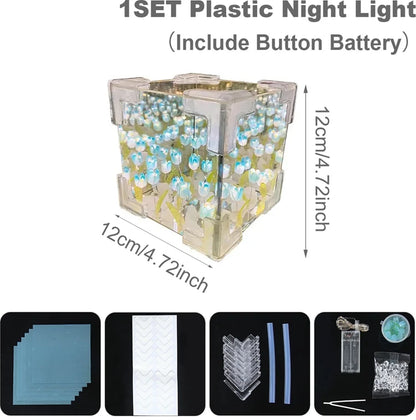 Romantic Tulip Flower Box Handmade Led Tulip Night Light DIY Material Package Bed Desktop Ornament Mirror Box Living Room Decor