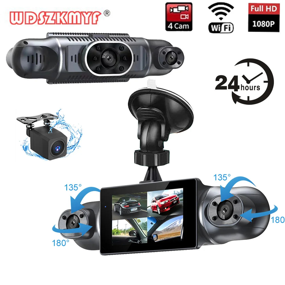 4*1080P 4 Channel Dash Cam for Cars WIFI 360 Video Recorder Rear View Camera for Vehicle Car DVR 24H Hardware Kit Car Assecories
