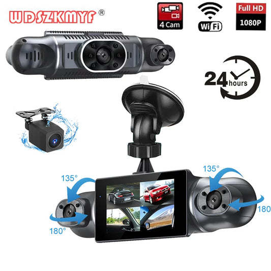 4*1080P 4 Channel Dash Cam for Cars WIFI 360 Video Recorder Rear View Camera for Vehicle Car DVR 24H Hardware Kit Car Assecories