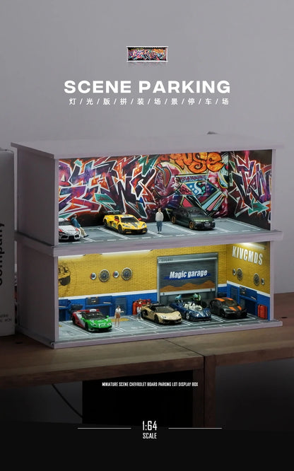 1/64 Simulated Parking Lot Model Classic Static Car Bburago Alloy Diecasting Vehicles Miniature Scene Assembly Display Frame Toy