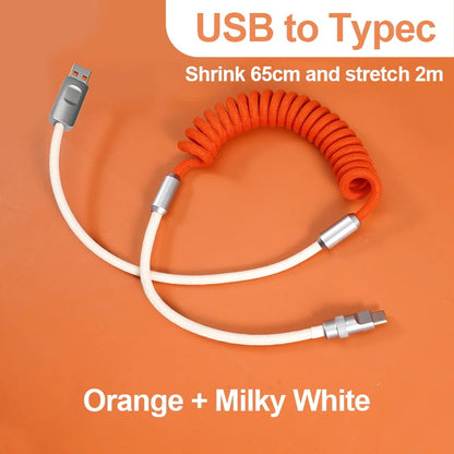 Cable de carga rápida de 120 W, retráctil, de aleación de aluminio, PD, cable de datos USB C para Samsung Galaxy, OPPO, Xiaomi, Huawei, 2 m