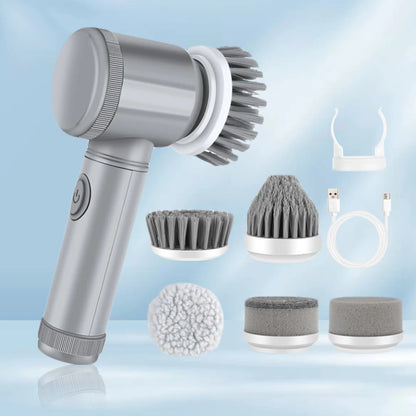 5 In 1 Electric Spin Scrubber with 5 Replaceable Brush Heads Electric Washing Up Brush 360 Degree Rotating for Tiles Glass Grill