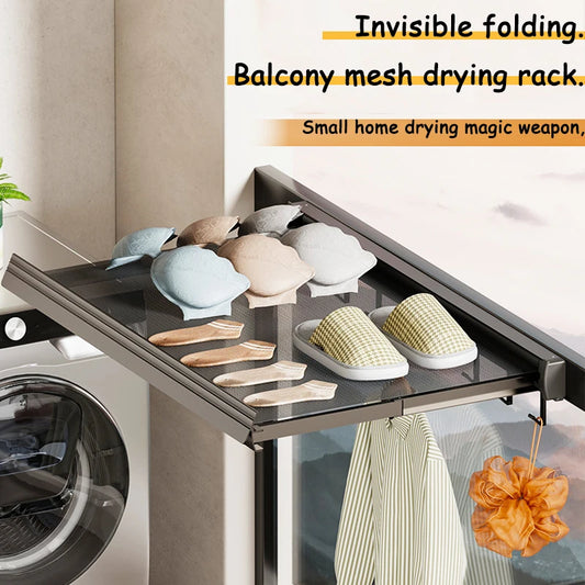 Balcony Drying Racks Foldable Multifunctional Stainless Steel Sock Drying Shelf Window Retractable Drying Clothes And Shoes Rack