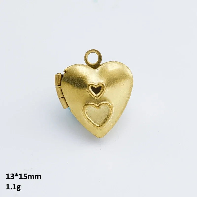 BoYuTe (50 Pieces/Lot) Heart Shaped Raw Brass Locket Pendant Materials Diy Photo Lockets Jewelry Accessories