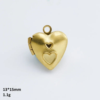 BoYuTe (50 Pieces/Lot) Heart Shaped Raw Brass Locket Pendant Materials Diy Photo Lockets Jewelry Accessories